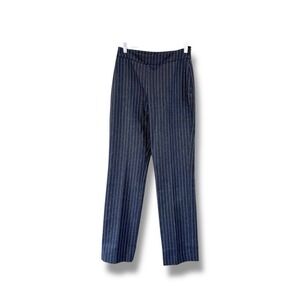 Oscar De La Renta Gray Pinstripe Wool Straight Leg Pants Women's Size 6 Italy